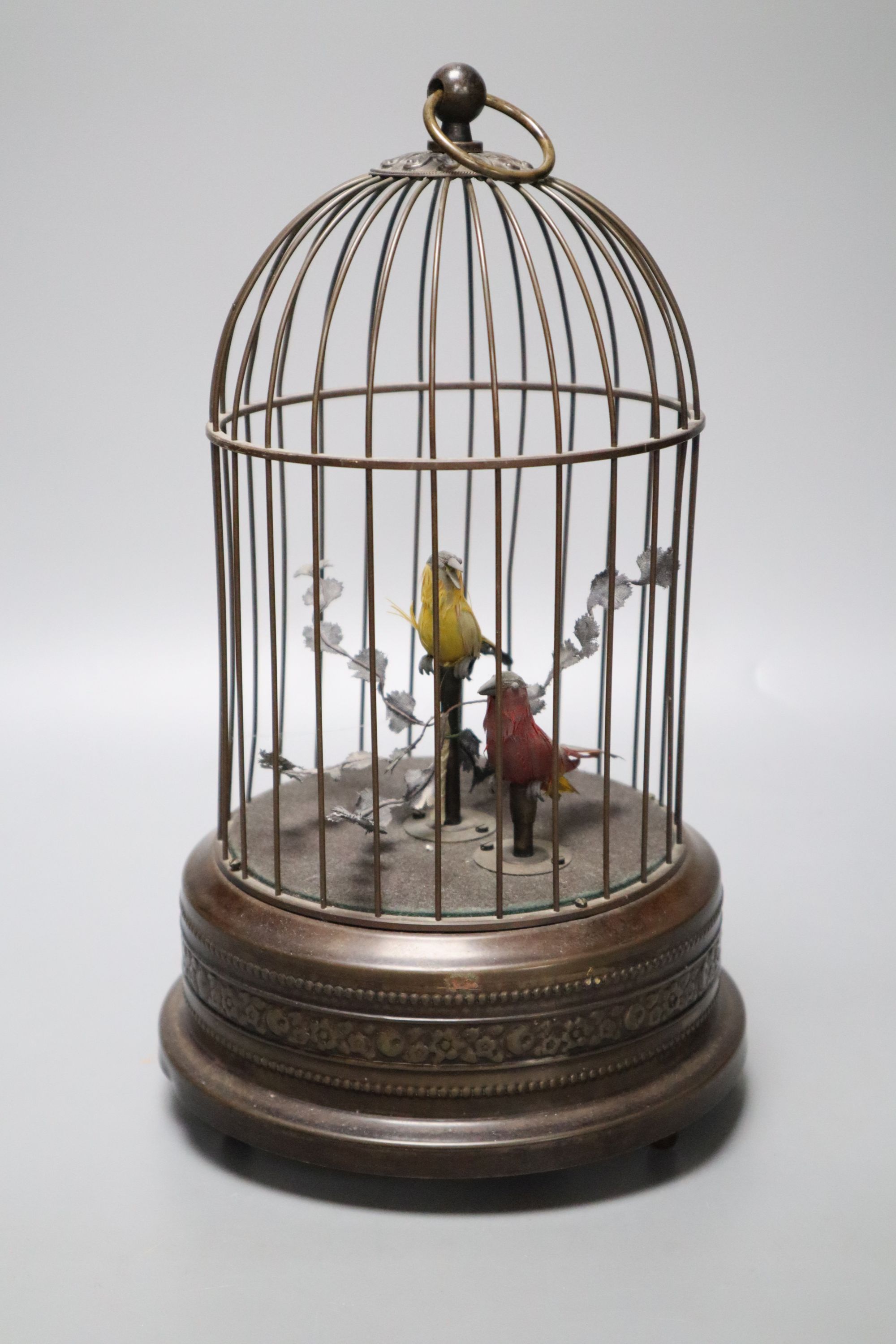 A double automaton bird cage, 28cm